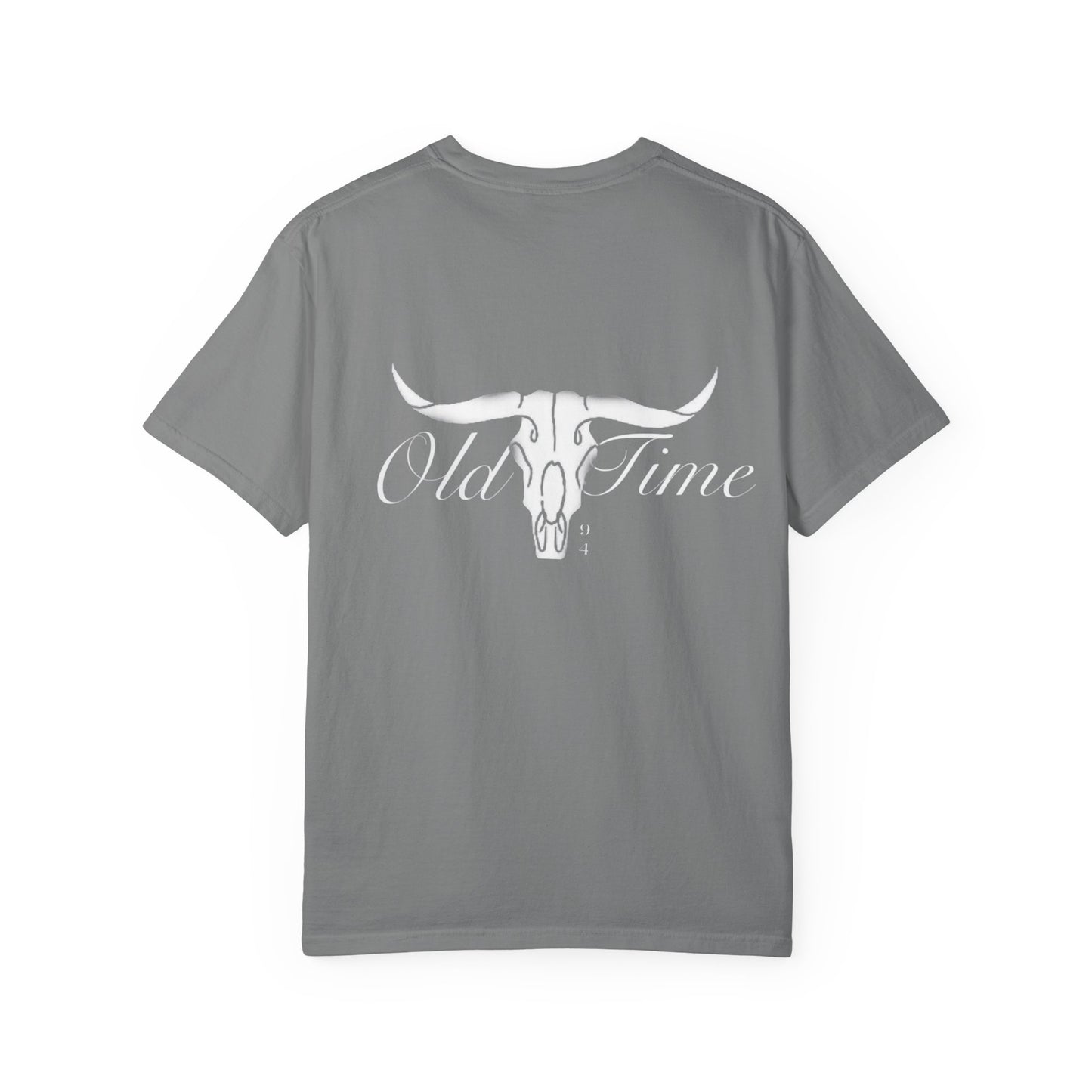 White Bull Skull T-Shirt — Subtle Embossed Longhorn Graphic
