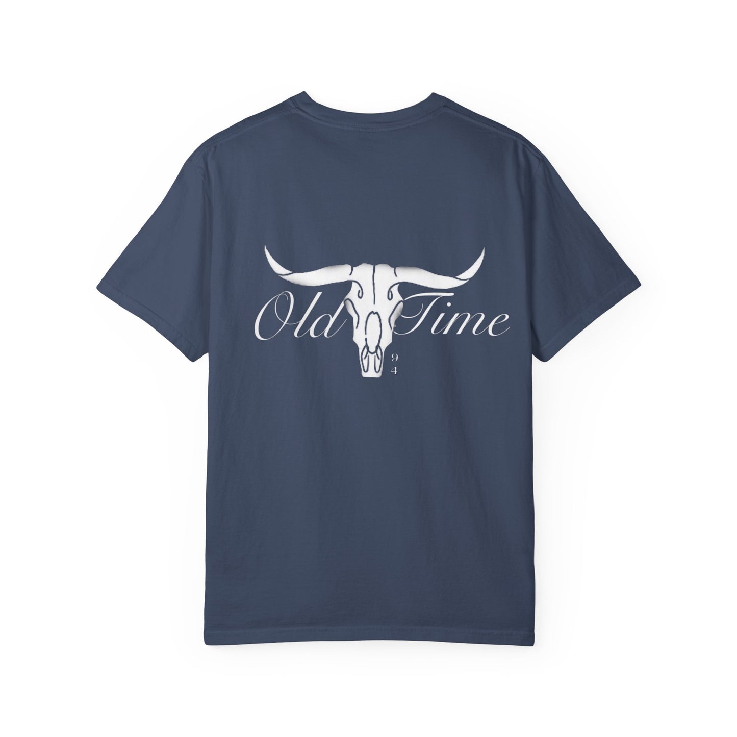 White Bull Skull T-Shirt — Subtle Embossed Longhorn Graphic
