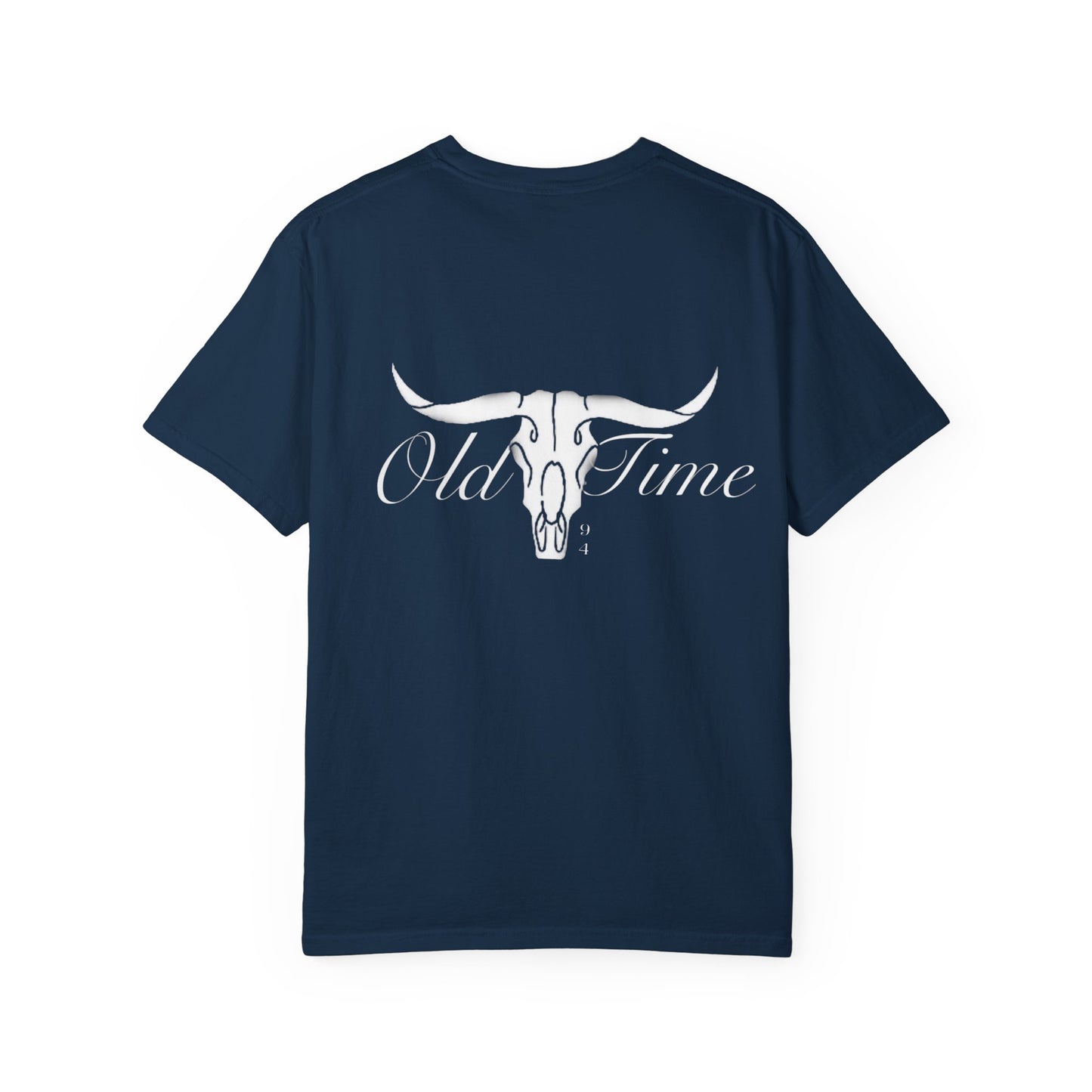 White Bull Skull T-Shirt — Subtle Embossed Longhorn Graphic
