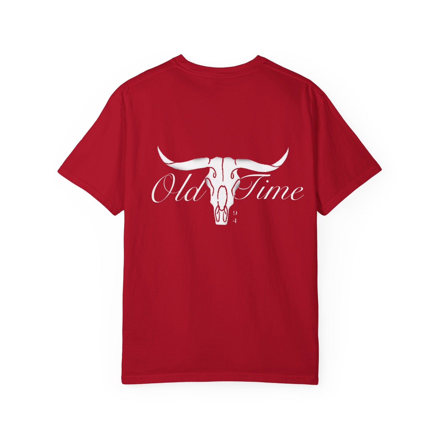 White Bull Skull T-Shirt — Subtle Embossed Longhorn Graphic