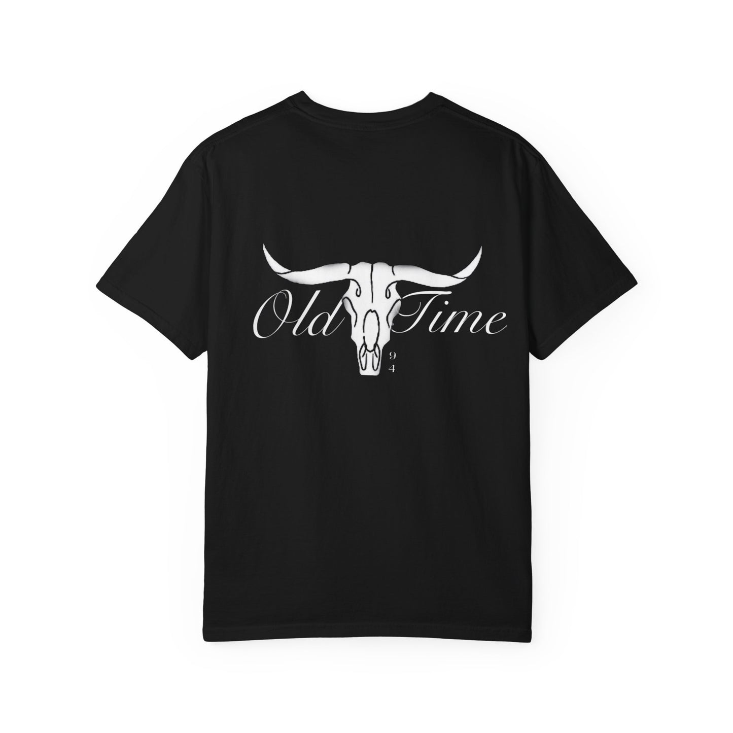 White Bull Skull T-Shirt — Subtle Embossed Longhorn Graphic